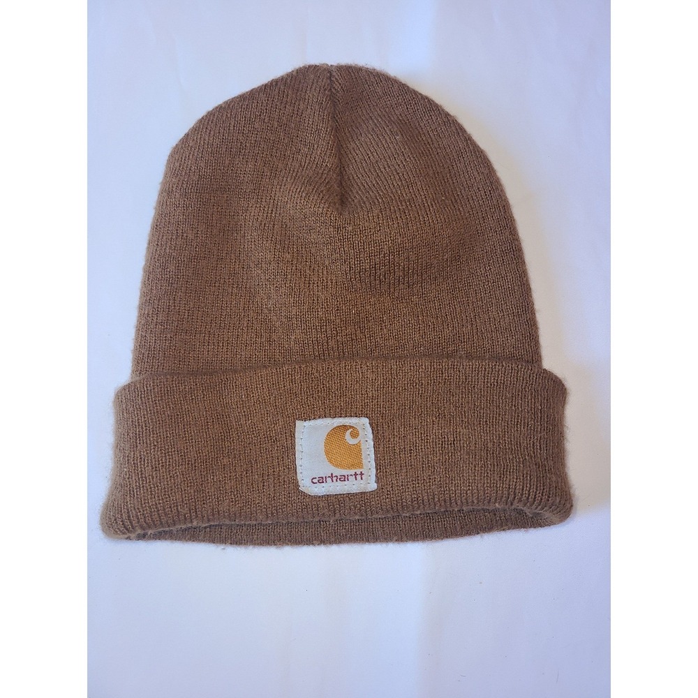 Carhartt Watch Beanie Hat Brown Knit Cuffed Logo Cap Winter Warm